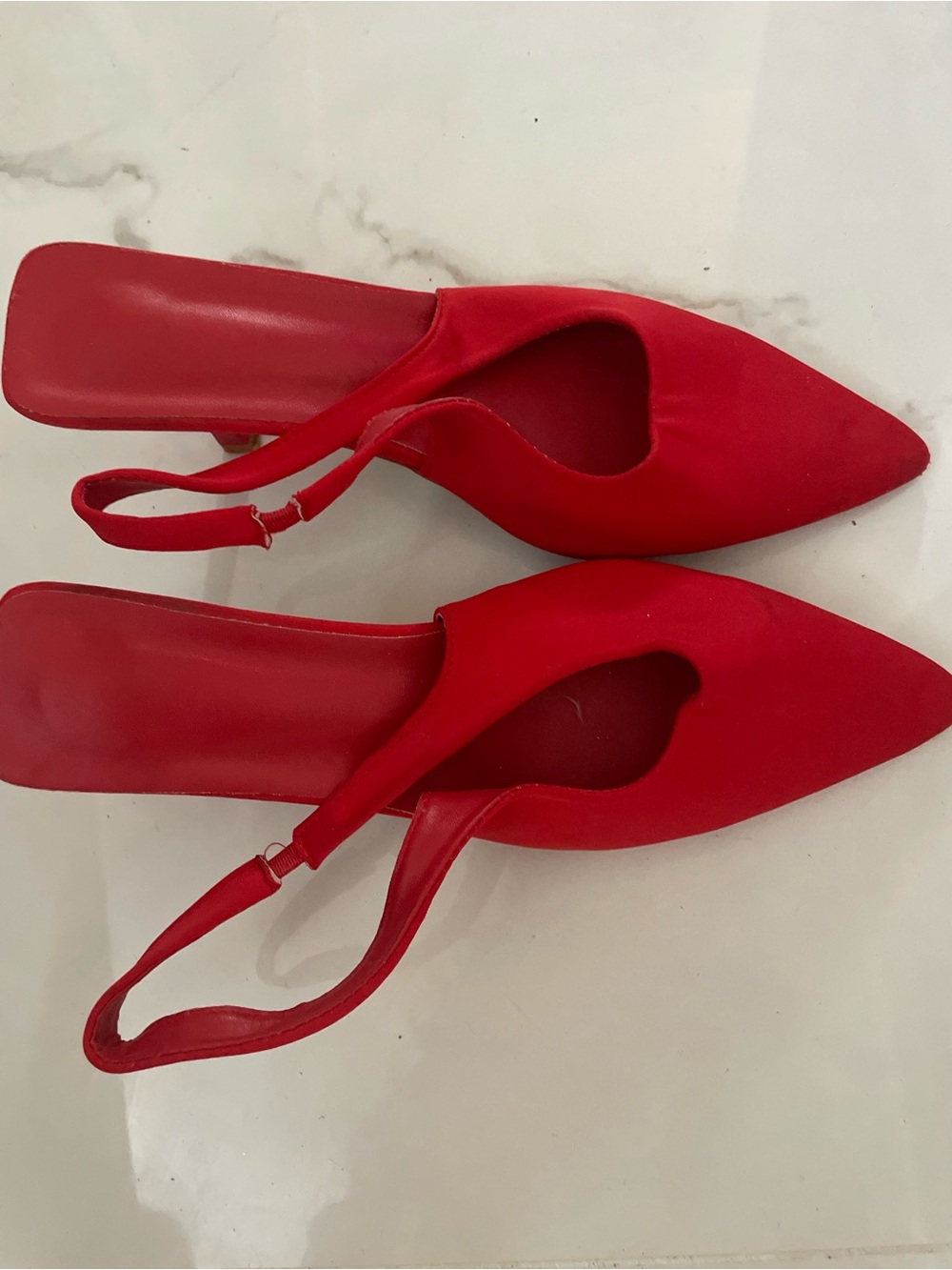Source Unknown Red Pointed Slingback Heels- fabric. PRICING IS FIRM!!!!